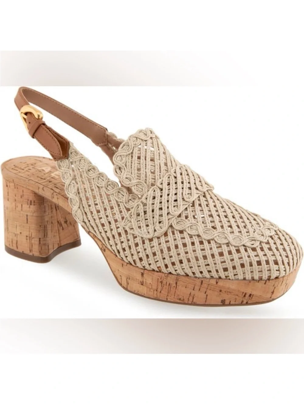Aerosoles Santina Platform Pump Natural Beige Raffia